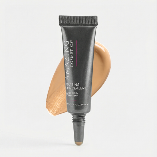 AMAZINGCONCEALER full-coverage cream concealer tube with precision tip applicator designed for flawless, natural results.