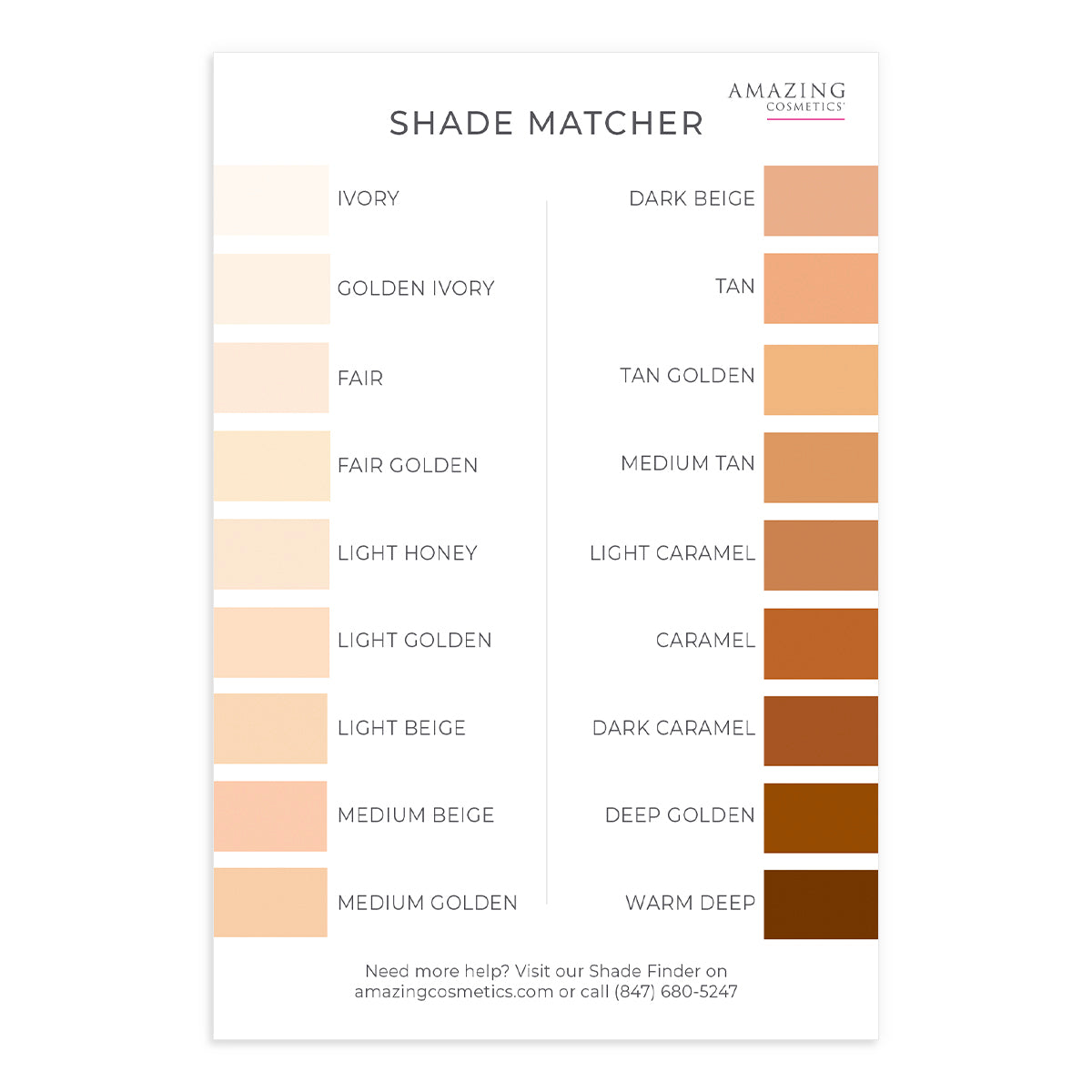 Shade Card - AmazingCosmetics