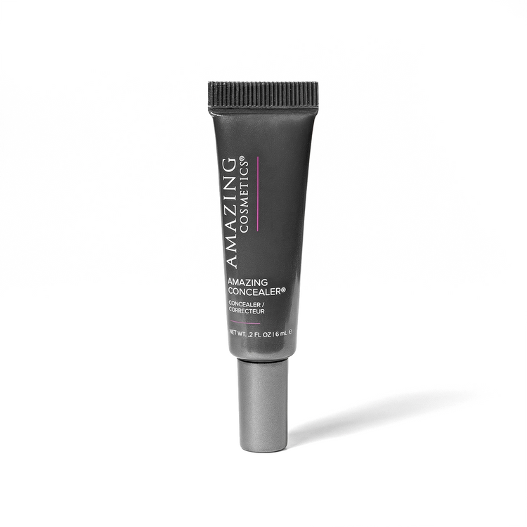 Tube of AMAZINGCONCEALER highlighting its ultra-concentrated, full-coverage formula for brightening and correcting skin.