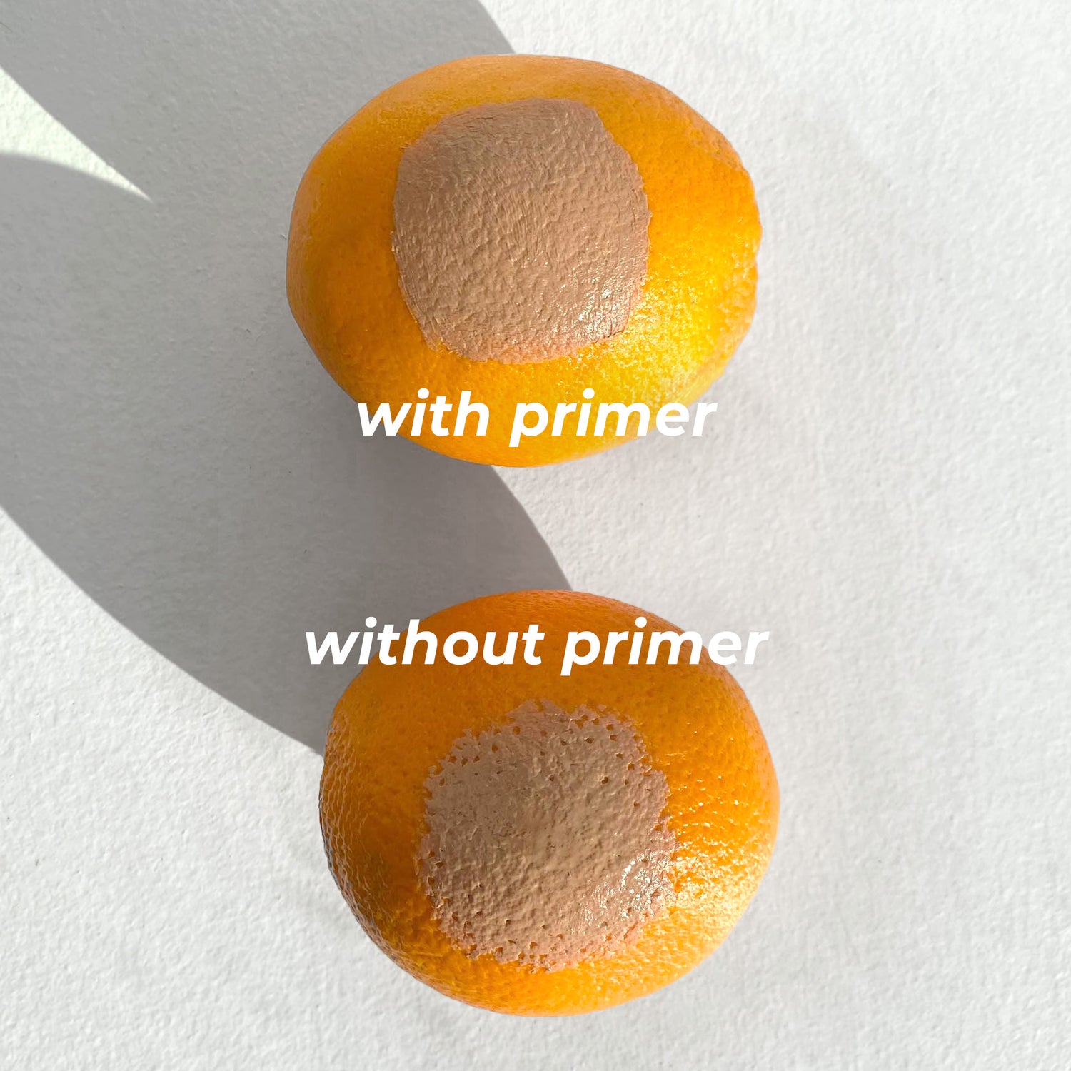 Orange skin with and without primer